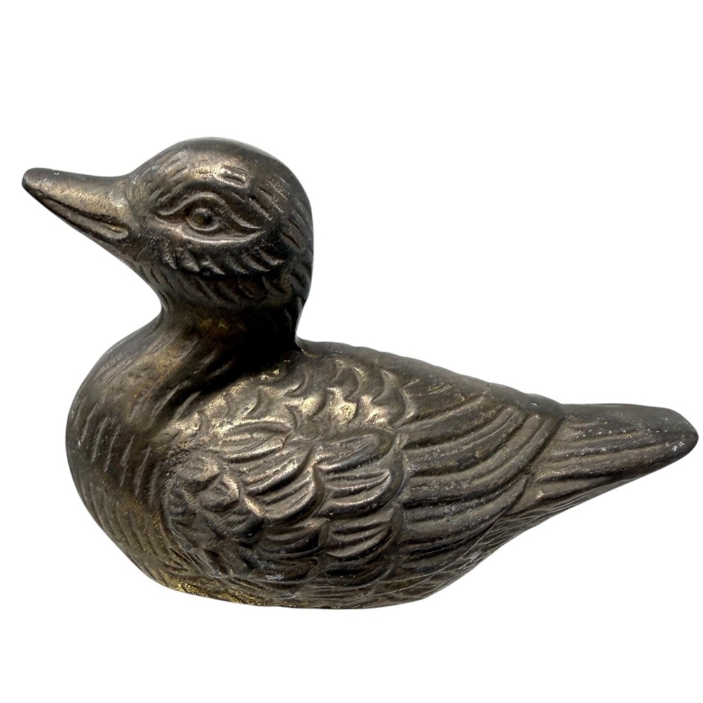 Vintage Duck Mallard Bird Brass Metal Animal Figurine Statue Sculpture